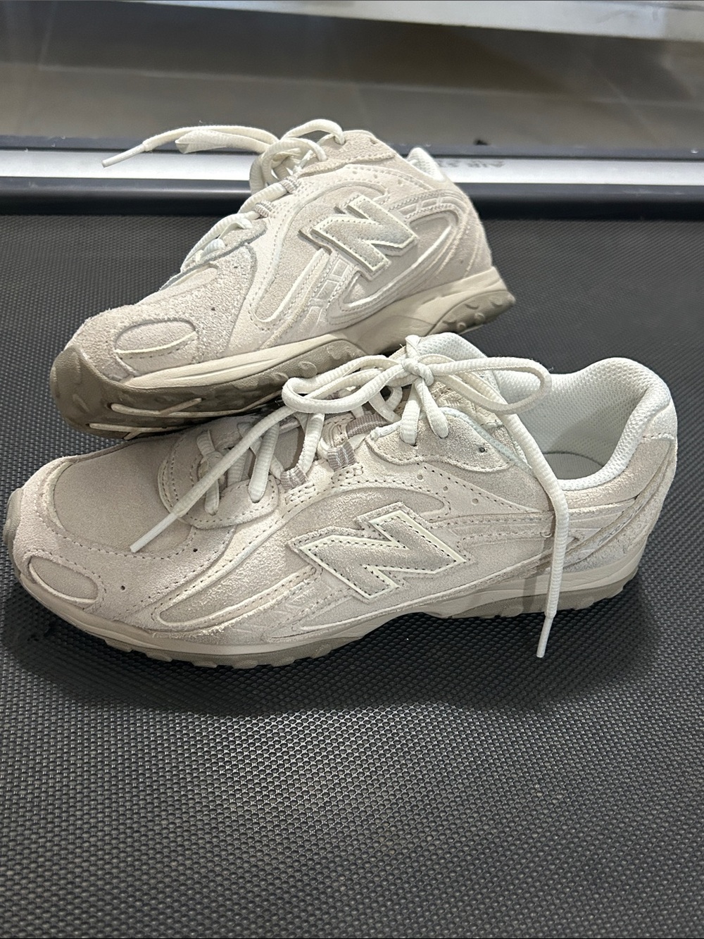 New Balance Cream Suede Lace-Up Sneakers